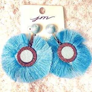 Boho Inspired Blue Fringe Earrings